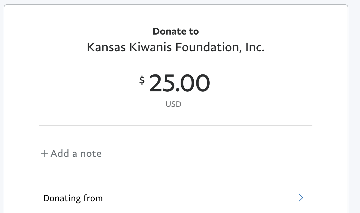 Screenshot of Donate amount